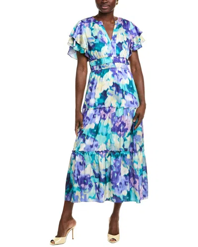 Donna Ricco Satin Tiered Midi Dress