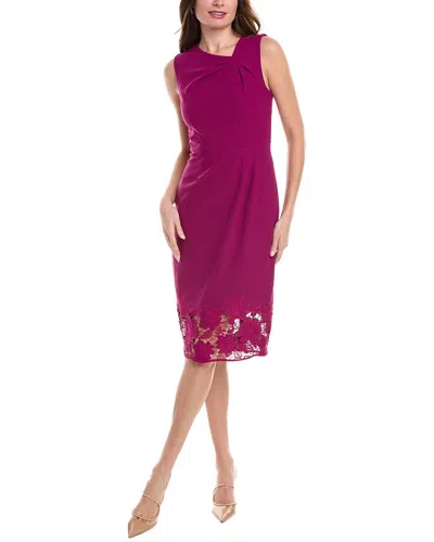 Donna Ricco Scuba Crepe Midi Dress In Purple