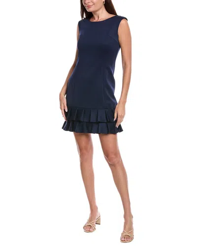 Donna Ricco Scuba Sheath Dress In Blue