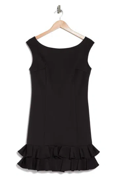 Donna Ricco Sleeveless Ruffle Hem Dress In Black