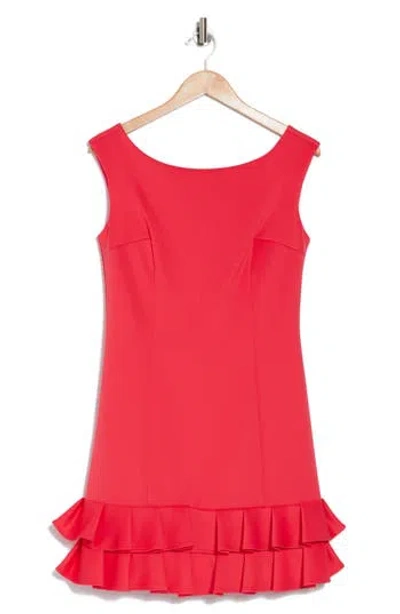 Donna Ricco Sleeveless Ruffle Hem Dress In Coral