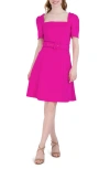 DONNA RICCO DONNA RICCO SQUARE NECK BELTED FIT & FLARE DRESS