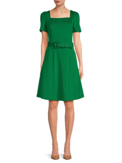Donna Ricco Women's Belted Fit & Flare Dress In Grass