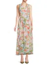 DONNA RICCO WOMEN'S BELTED FLORAL MAXI DRESS