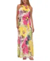 Donna Ricco Mock Neck Sleeveless Maxi Dress In Multi