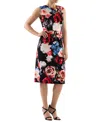 Donna Ricco Women's Floral-print Twist-front Sheath Dress In Blk Multi