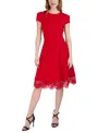 Donna Ricco Women's Lace-trim A-line Dress In Red