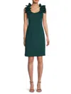 Donna Ricco Women's Ruffled-shoulder Sleeveless Dress In Hunter