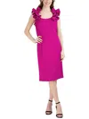 Donna Ricco Womens Knit Ruffled Sheath Dress In Pink