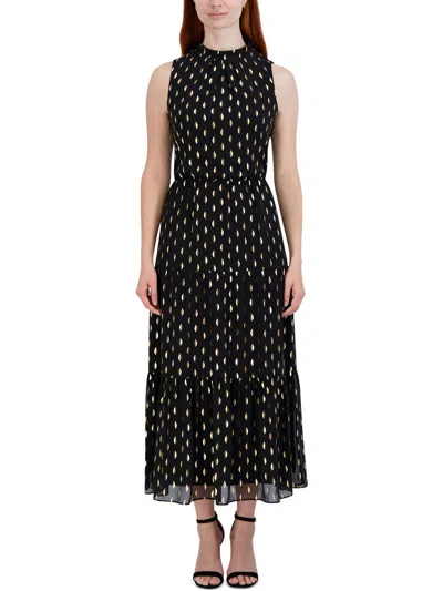 Donna Ricco Womens Mock Neck Polyester Maxi Dress In Black