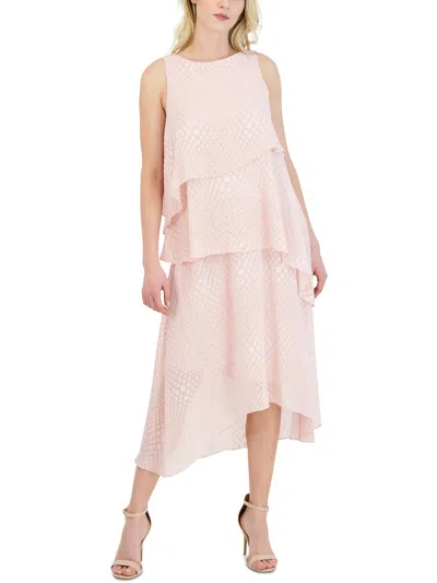 Donna Ricco Womens Polka Dot Polyester Maxi Dress In Pink