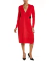 Donna Ricco Wrap Sweaterdress In Red