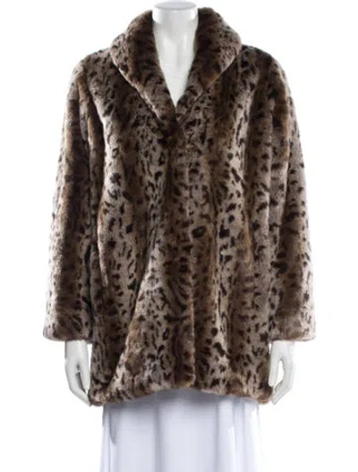 Pre-owned Donna Salyers Animal Print Faux Fur Coat In Brown