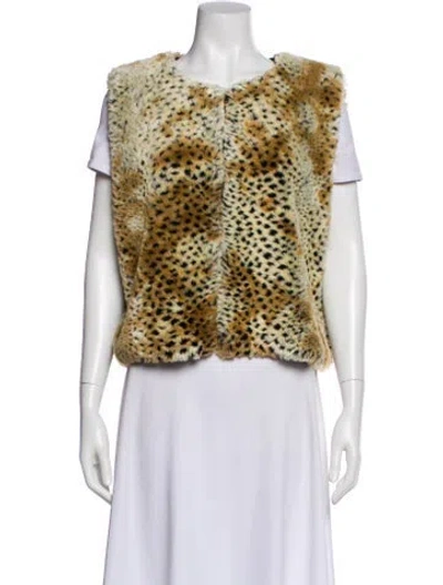 Pre-owned Donna Salyers Animal Print Vest In Gold