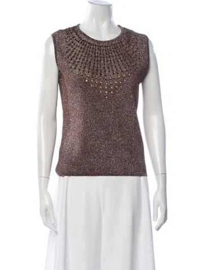 Pre-owned Donna Salyers Crew Neck Sleeveless Top W/ Tags In Gold