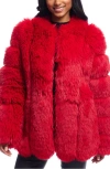 Donna Salyers Fabulous-furs Donna Salyers Fabulous Furs Avante Faux Fur Coat In Cherry