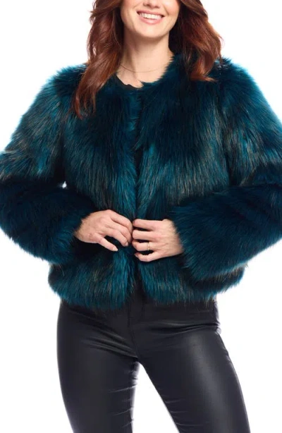 Donna Salyers Fabulous-furs Donna Salyers Fabulous Furs Happy Hour Faux Fur Jacket In Ocean