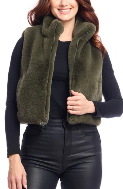 Donna Salyers Fabulous-furs Donna Salyers Fabulous Furs Le Mink Faux Fur Crop Vest In Olive