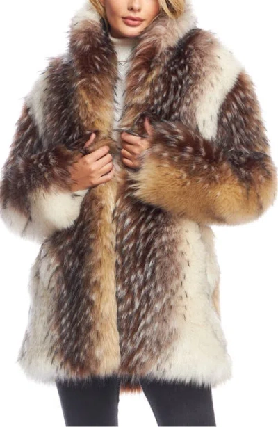 Donna Salyers Fabulous-furs Donna Salyers Fabulous Furs Shawl Collar Faux Fur Coat In Arctic Wolf