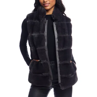 Donna Salyers Fabulous-furs Donna Salyers Fabulous Furs Posh Faux Fur Puffer Vest In Black
