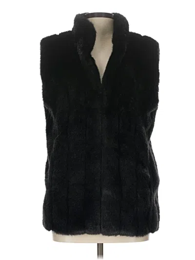 Pre-owned Donna Salyers Fabulous-furs Faux Fur Vest In Black