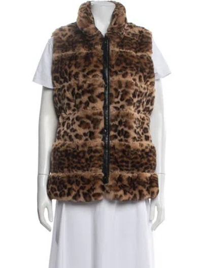 Pre-owned Donna Salyers Faux Fur Animal Print Vest In Black