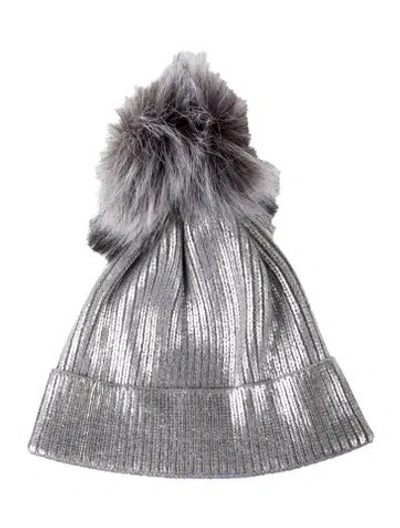 Pre-owned Donna Salyers Faux Fur Beanie W/tags In Metallic/silver