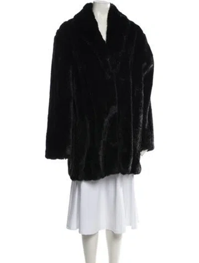 Pre-owned Donna Salyers Faux Fur Coat In Black