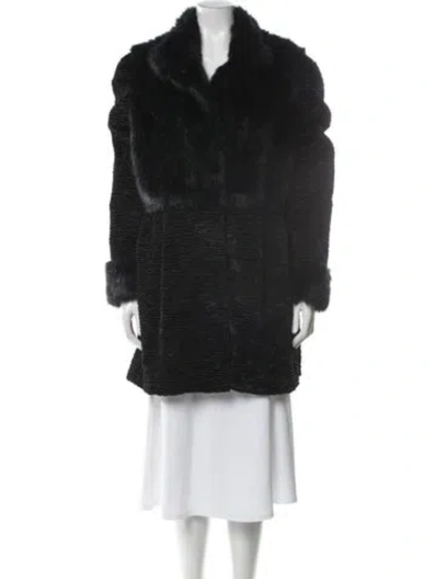 Pre-owned Donna Salyers Faux Fur Coat In Black