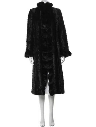 Pre-owned Donna Salyers Faux Fur Coat In Black