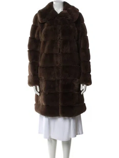 Pre-owned Donna Salyers Faux Fur Coat In Brown
