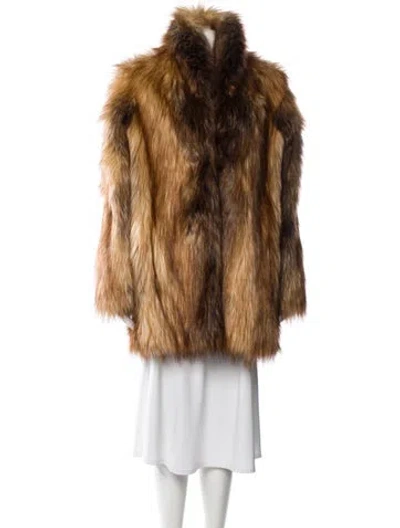 Pre-owned Donna Salyers Faux Fur Coat In Brown