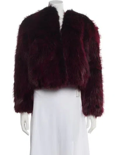 Pre-owned Donna Salyers Faux Fur Coat In Burgundy