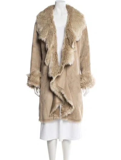 Pre-owned Donna Salyers Faux Fur Coat In Neutral