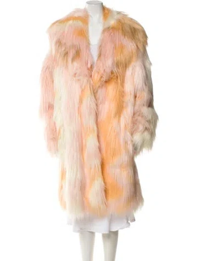 Pre-owned Donna Salyers Faux Fur Coat In Orange
