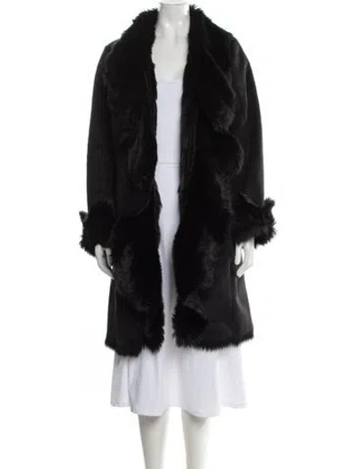 Pre-owned Donna Salyers Faux Fur Faux Fur Coat In Black