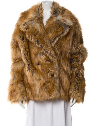 Pre-owned Donna Salyers Faux Fur Faux Fur Coat In Brown