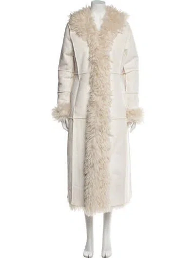 Pre-owned Donna Salyers Faux Fur Faux Fur Coat In Neutral