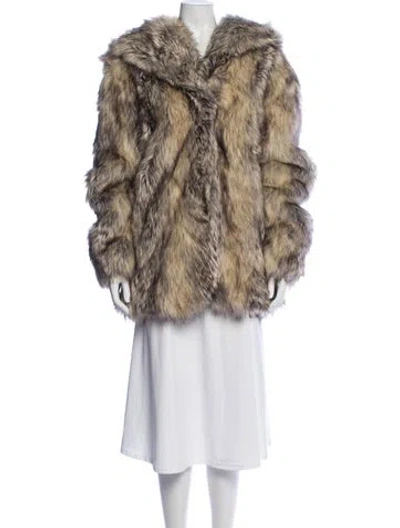Pre-owned Donna Salyers Faux Fur Faux Fur Coat In Neutral