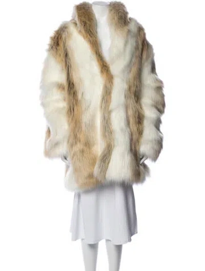 Pre-owned Donna Salyers Faux Fur Faux Fur Coat In Neutrals