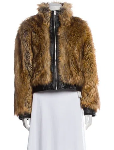 Pre-owned Donna Salyers Faux Fur Faux Fur Jacket In Brown