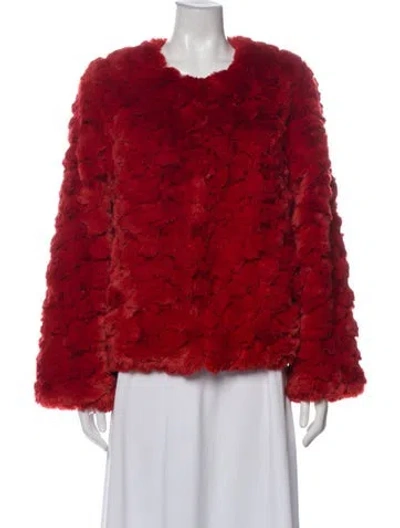 Pre-owned Donna Salyers Faux Fur Faux Fur Jacket In Red