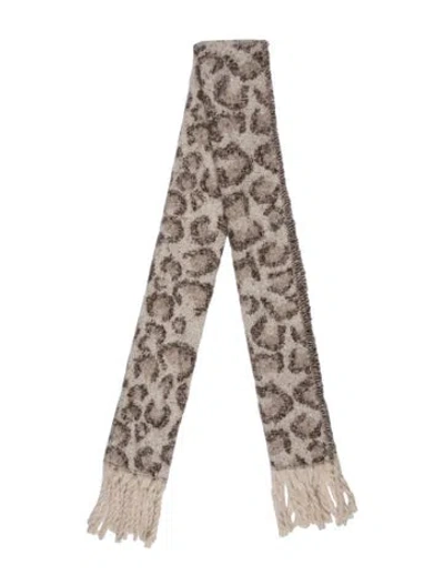 Pre-owned Donna Salyers Faux Fur Floral Print Scarf W/ Tags In Neutrals