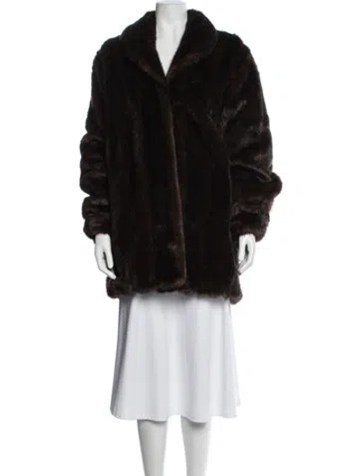 Pre-owned Donna Salyers Faux Fur Fur Coat In Brown
