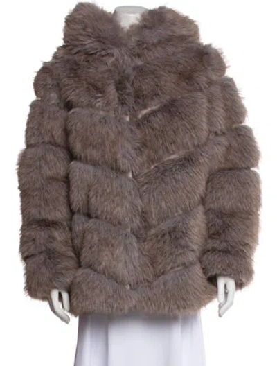 Pre-owned Donna Salyers Faux Fur Fur Coat In Gray