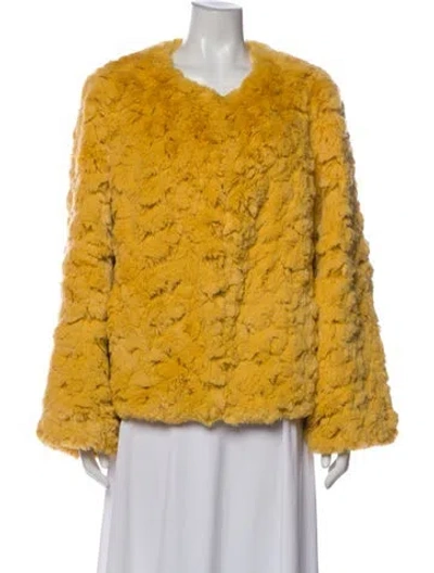 Pre-owned Donna Salyers Faux Fur Fur Jacket In Yellow