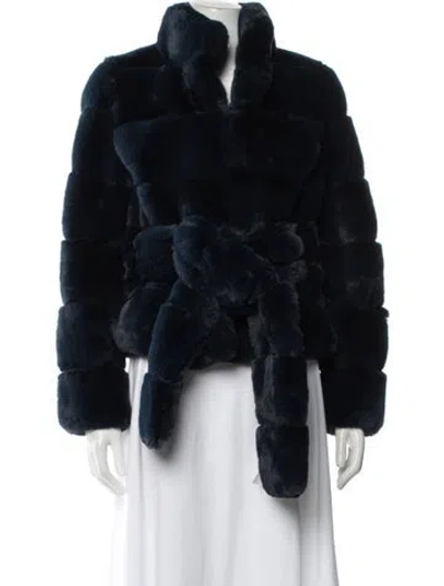 Pre-owned Donna Salyers Faux Fur Jacket In Blue