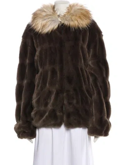 Pre-owned Donna Salyers Faux Fur Jacket In Brown