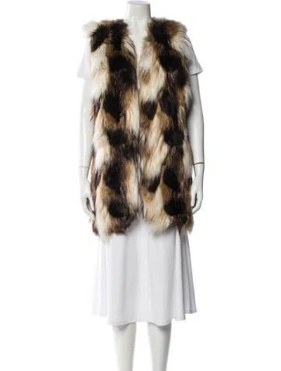 Pre-owned Donna Salyers Faux Fur Printed Vest In Multi