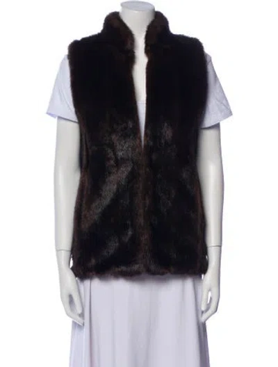 Pre-owned Donna Salyers Faux Fur Vest In Black